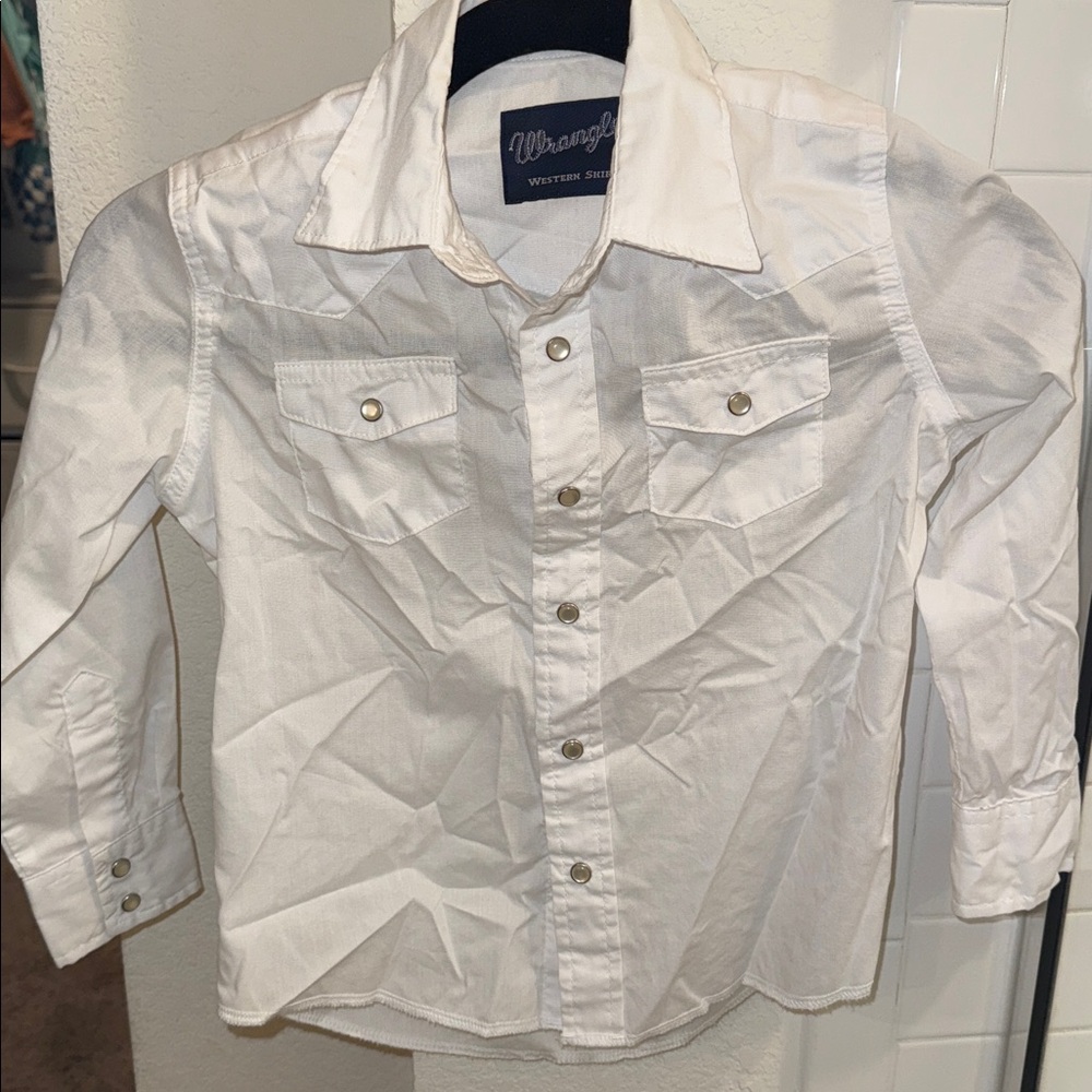 Boys Wrangler Ivory Button-Up Shirt